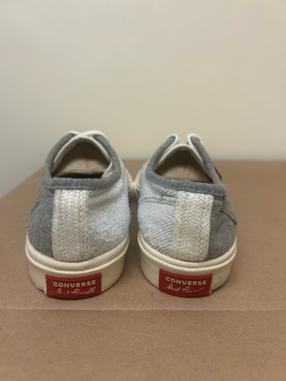 Converse Jack Purcell grey Canvas Low Top Unisex Sneakers with Cream Sole - Picture 3 of 6